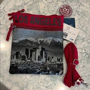 Robin Ruth Red and Black Los Angeles Crossbody Bag